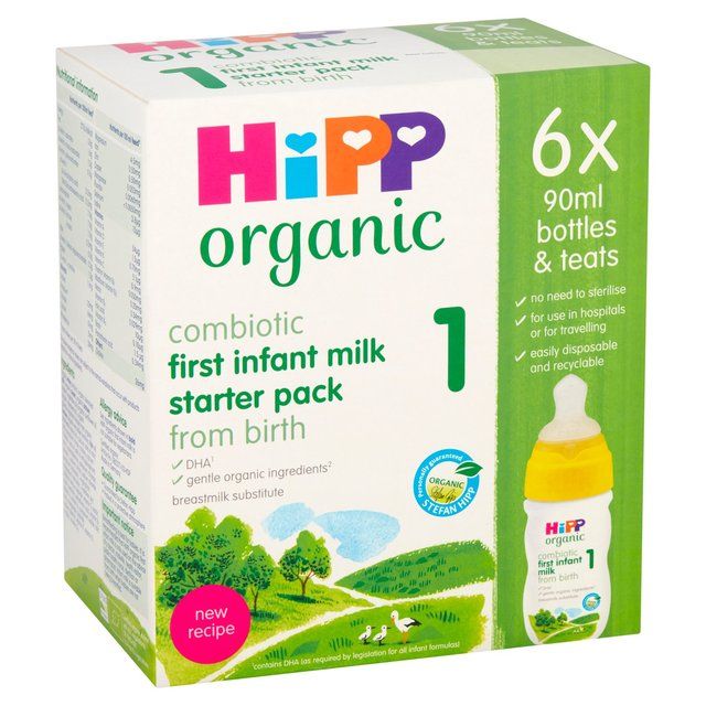 HiPP Organic 1 First Infant Baby Milk Formula Starter Pack From Birth   6 x 90ml