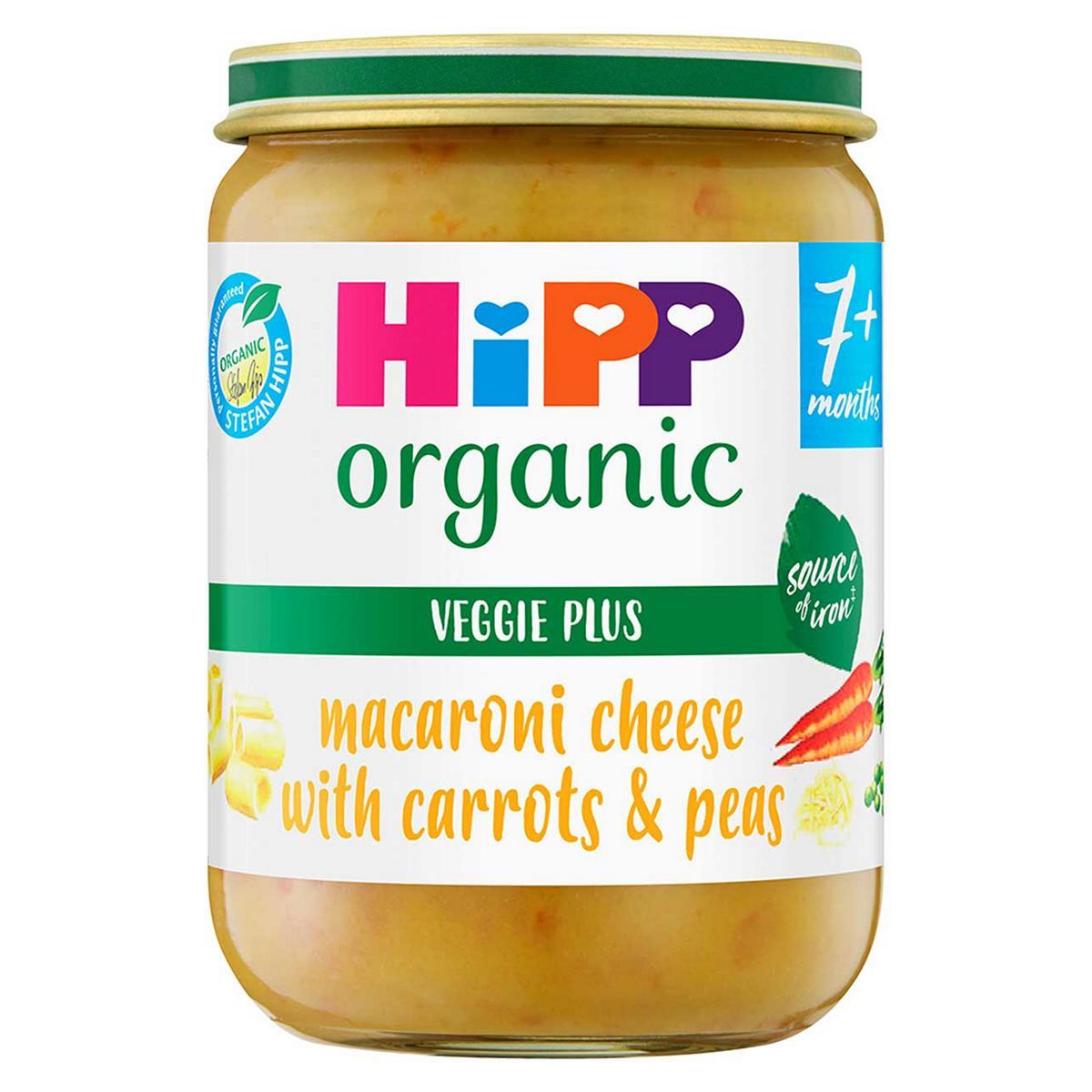 HIPP ORGANIC Baby Food Jar Macaroni Cheese with Carrots &amp;amp; Peas 190g