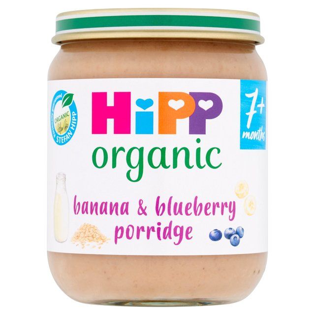 HiPP Organic Banana &amp;amp; Blueberry Porridge Baby Food Jar 7+ Months    160 per pack