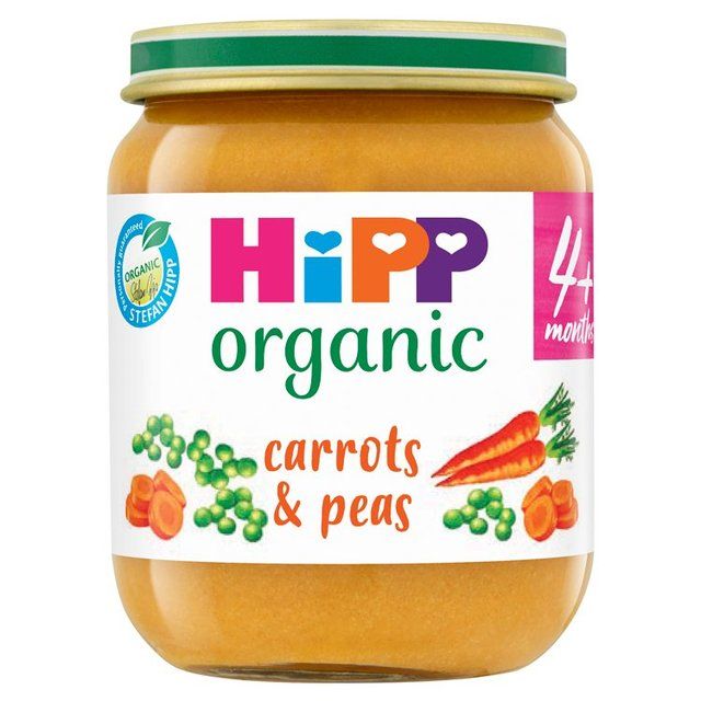 HiPP Organic Carrots &amp;amp; Peas Baby Food Jar 4+months   125g