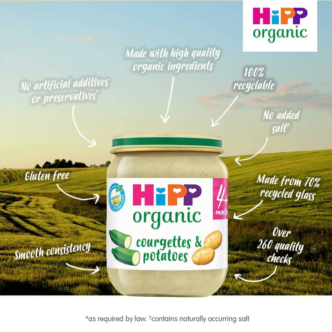 HiPP Organic Courgettes &amp;amp; Potatoes Baby Food Jar 4+ Months (6 x 125g)