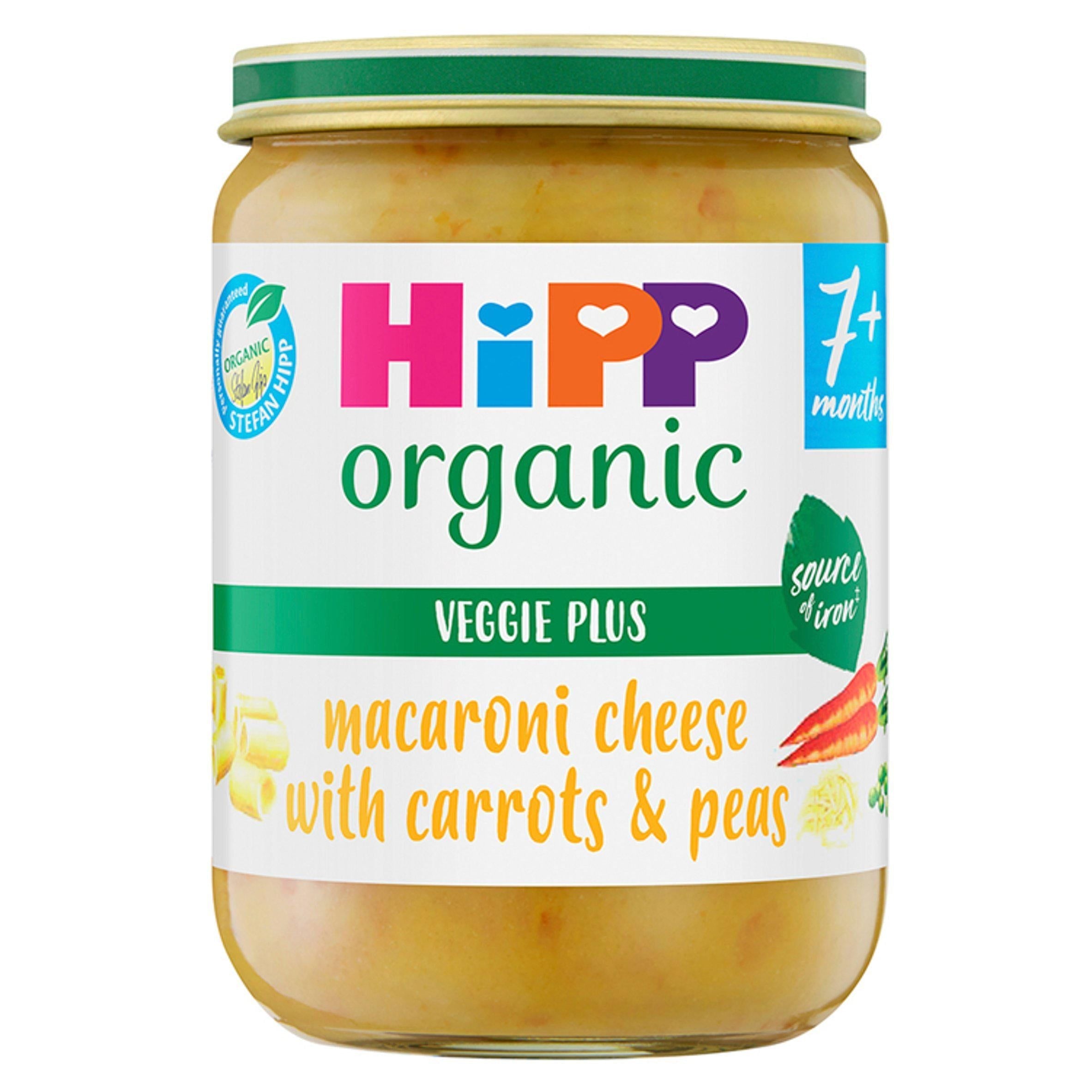 HiPP Organic Macaroni Cheese with Carrots &amp;amp; Peas Baby Food Jar 7+ Months 190g