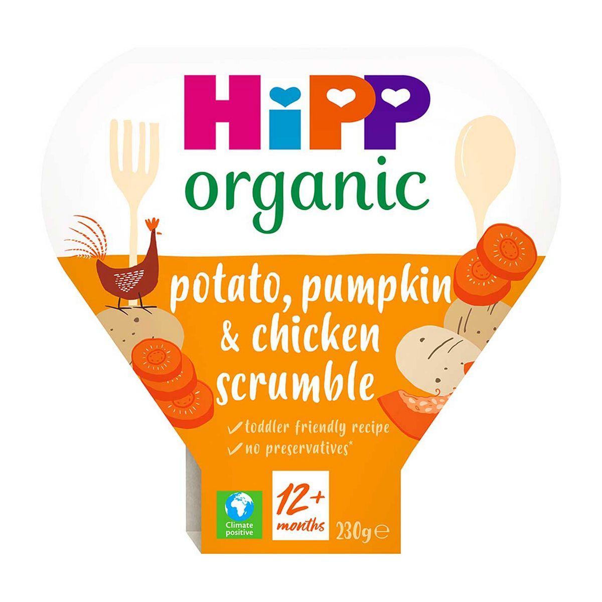 HiPP Organic Potato, Pumpkin &amp;amp; Chicken Scrumble Toddler Tray Meal 1-3 Years 230g