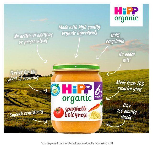 HiPP Organic Spaghetti Bolognese Baby Food Jar 6+ Months    125g