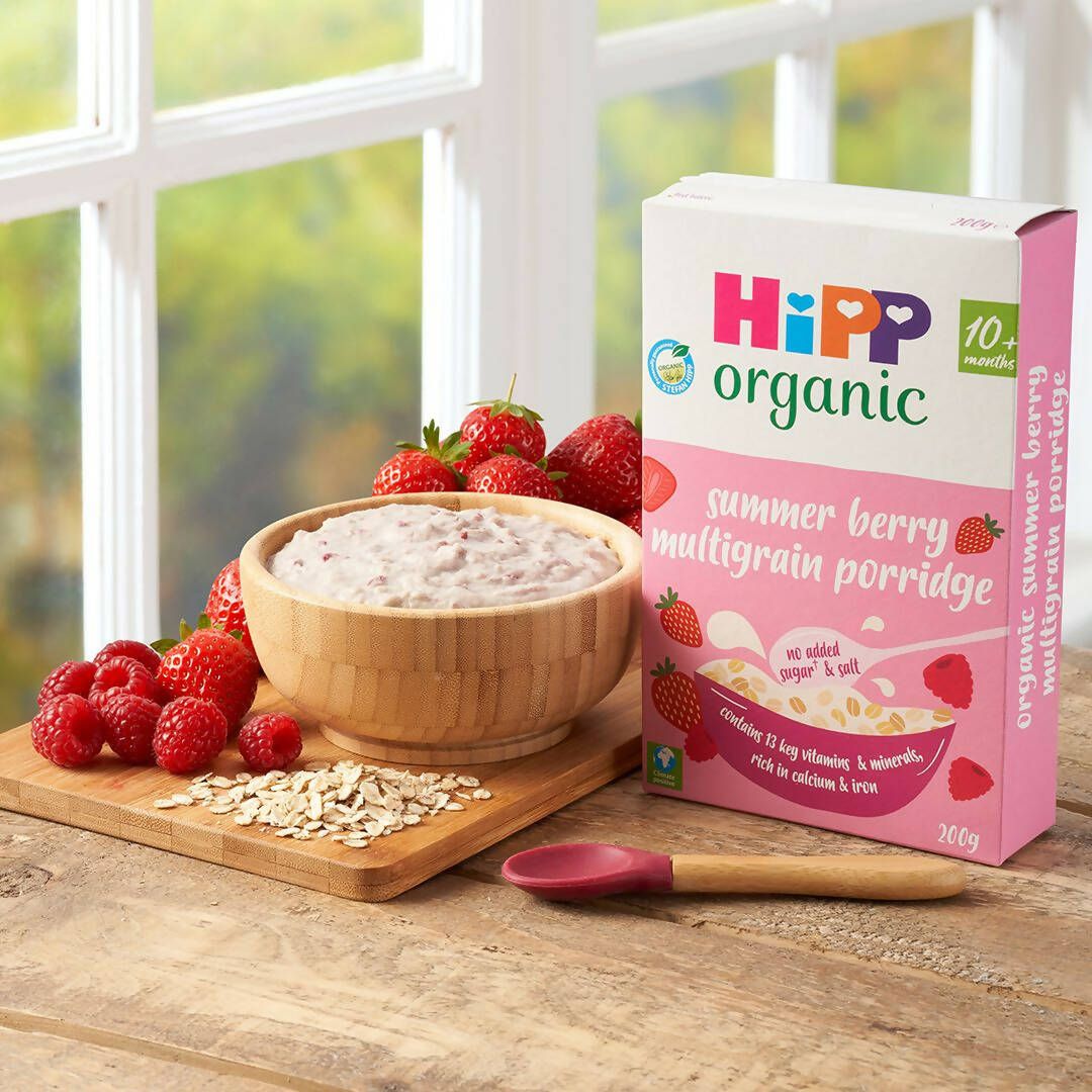 HiPP Organic Summer Berry Multigrain Porridge Baby Cereal 10+ Months (4 x 200g)