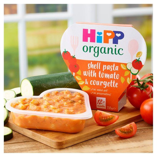 HiPP Organic Tomato &amp;amp; Courgette Shell Pasta Toddler Tray Meal 1-3yrs     230g