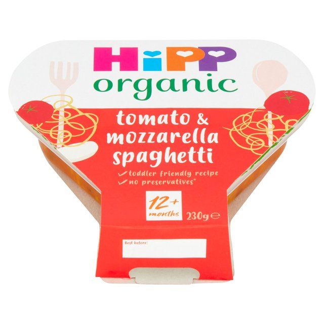 HiPP Organic Tomato &amp;amp; Mozzarella Spaghetti Toddler Tray Meal 1-3 Years    230g