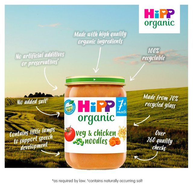 HiPP Organic Veg &amp;amp; Chicken Noodles Baby Food 7+ months   190g