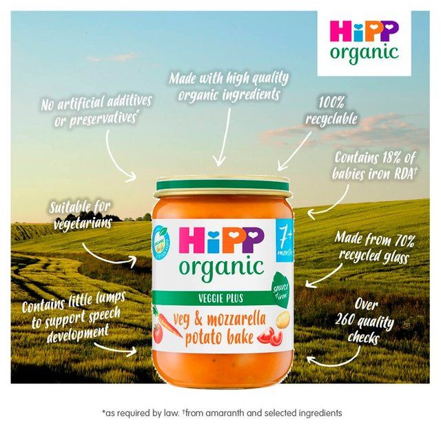 HiPP Organic Vegetable &amp;amp; Mozzarella Potato Bake Baby Food 7+ months   190g