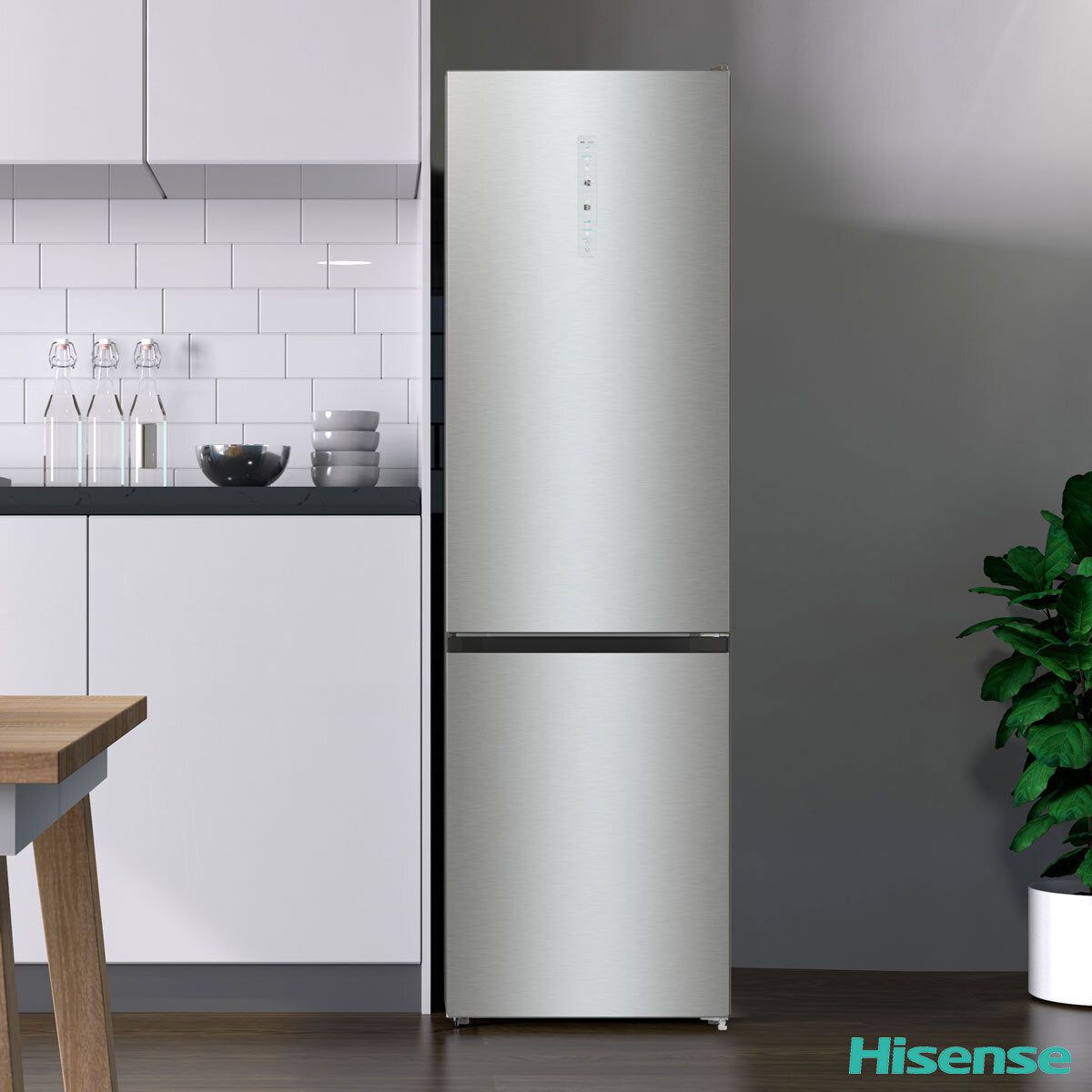 Hisense RB470N4SICUK, Fridge Freezer, C Rated in Stainless Steel