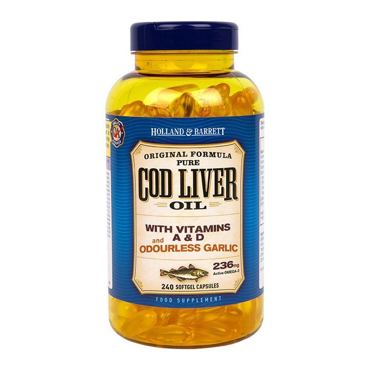 Holland & Barrett Cod Liver Oil & Odourless Garlic 240 Capsules 800mg