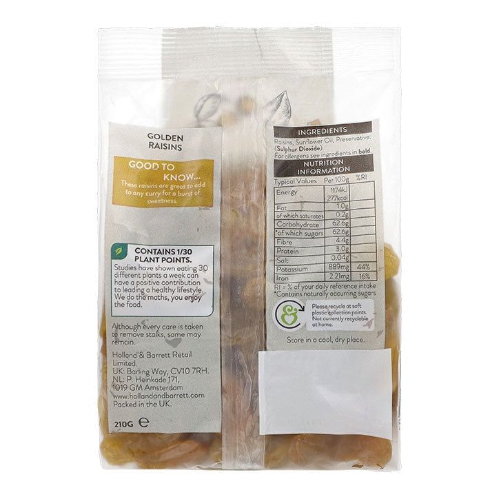 Holland & Barrett Golden Raisins 210g