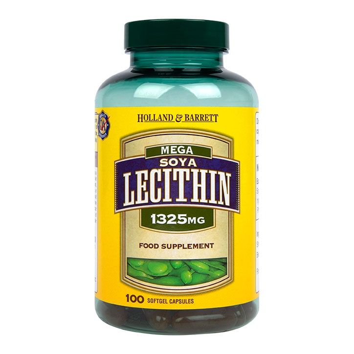 Holland &amp;amp; Barrett Mega Soya Lecithin Fat Emulsifier 100 Capsules 1325mg