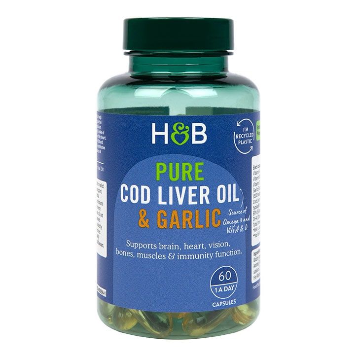 Holland &amp;amp; Barrett Pure Cod Liver Oil &amp;amp; Garlic 60 Capsules