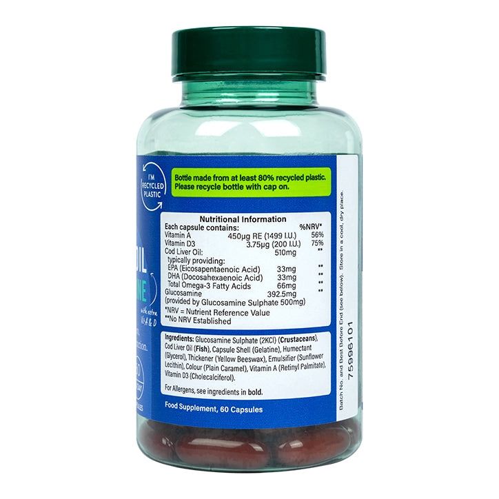 Holland &amp;amp; Barrett Pure Cod Liver Oil &amp;amp; Glucosamine 500mg 60 Capsules
