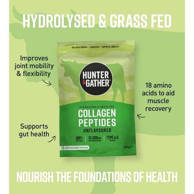 Hunter &amp;amp; Gather Unflavoured Collagen Peptides Bovine Protein Powder   400g