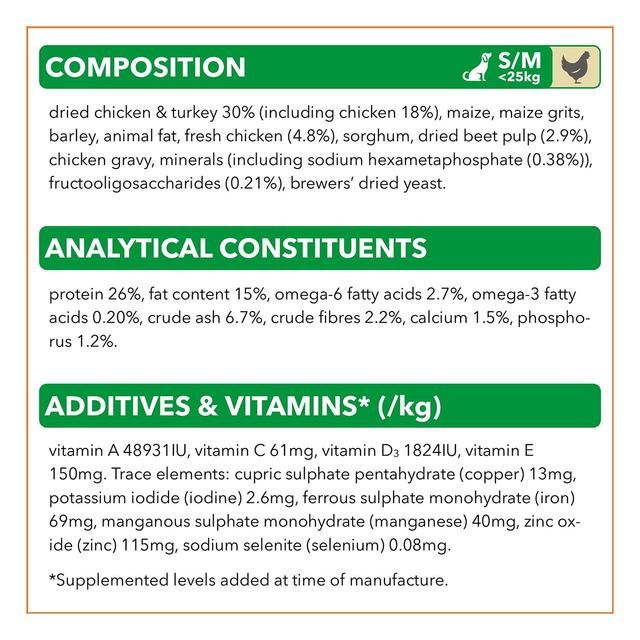 IAMS for Vitality Adult Dog Food Small/Medium Breed with Fresh Chicken   2kg