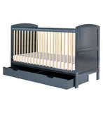 Ickle Bubba Coleby Classic Cot Bed, Under Drawer and Sprung Mattress - Scandi Grey