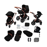 Ickle Bubba Stomp V4 i-size travel system with mercury car seat &amp;amp; isofix base bronze colour/midnight