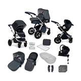 Ickle Bubba Stomp V4 i-size travel system with mercury car seat &amp;amp; isofix base chrome/blueberry