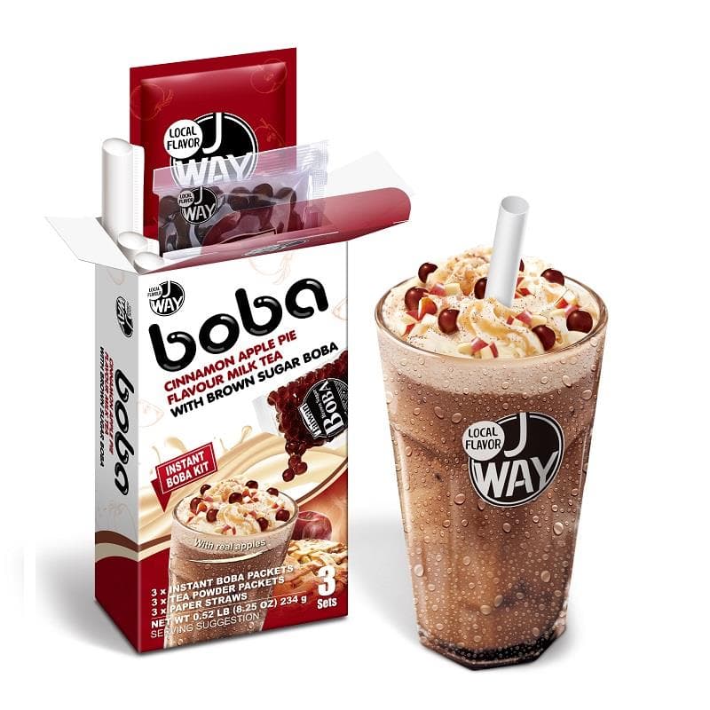 J-Way Brown Instant Boba Kit (Cinnamon Apple Pie Flavour Milk Tea with Brown Sugar Boba) (3 Sets)