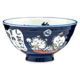 Tokyo Design Studio Ceramic Lucky Cat Rice Bowl (Blue)