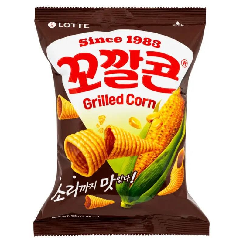 Lotte Kok Kal Cone Popping Corn Snack (Grilled Corn) 꼬깔콘