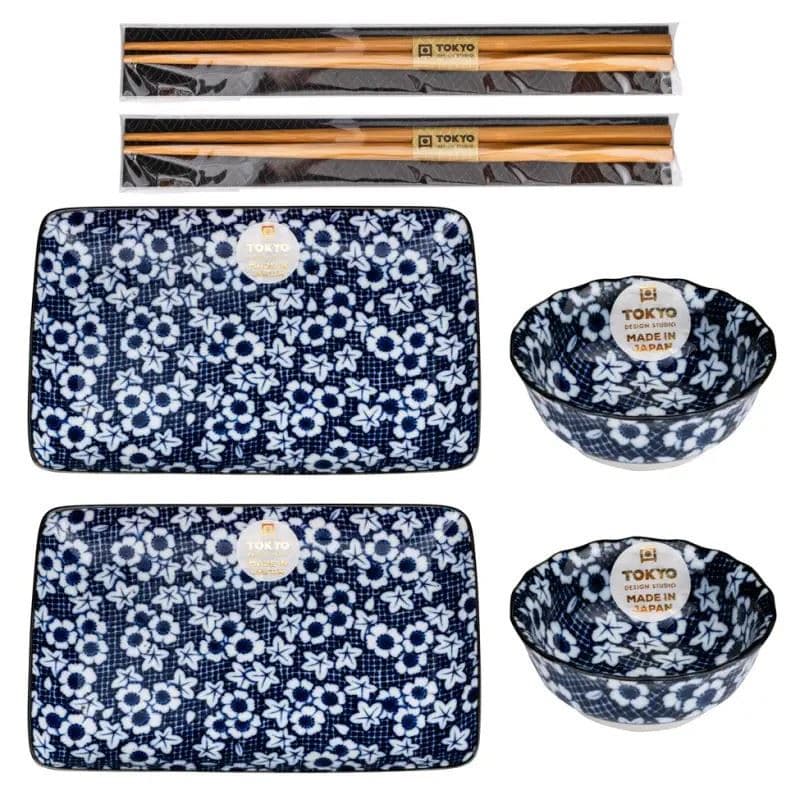 Tokyo Design Studio 6 Pieces Sushi Set (Blue & White)