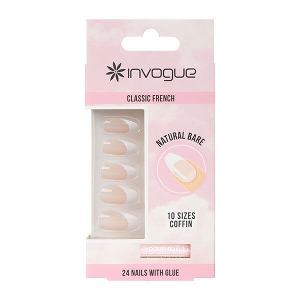 Invogue Bare French Coffin Nails - Pack of 24