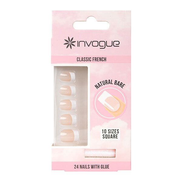 Invogue Bare French Square Nails - Pack of 24