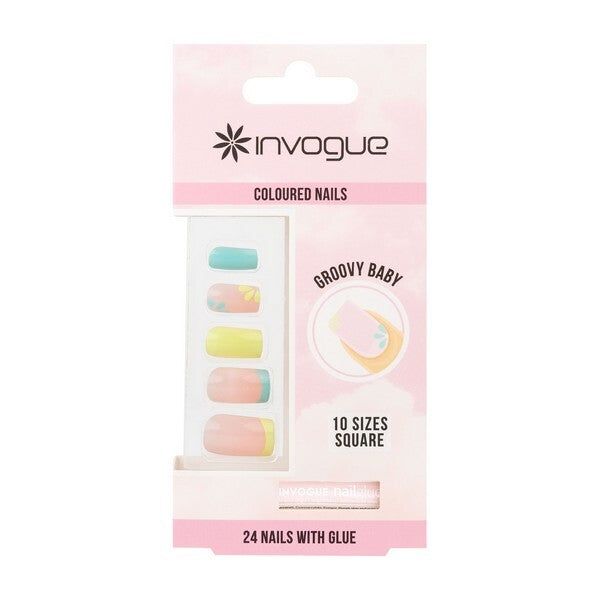 Invogue Groovy Baby Nails Square Nails (24 Pieces)