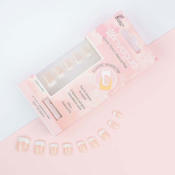 Invogue Pink French Square Nails