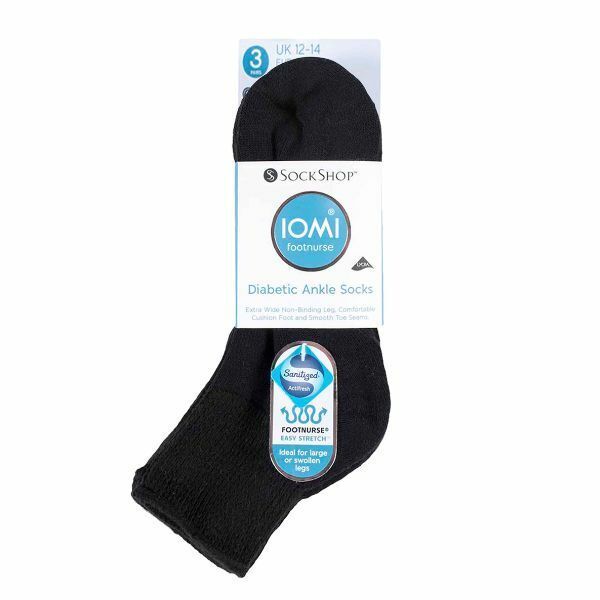 IOMI 3 Pairs Cotton Rich Cushioned Diabetic Socks 12-14 UK