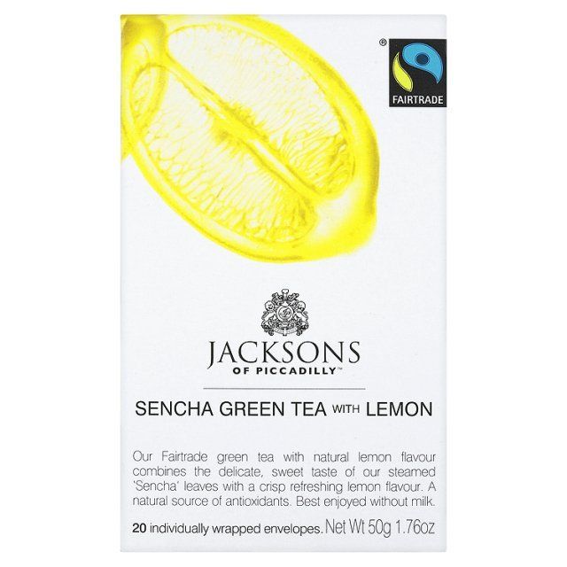 Jacksons of Piccadilly Fairtrade Sencha Green Tea with Lemon 20 Tea Bags   20 per pack