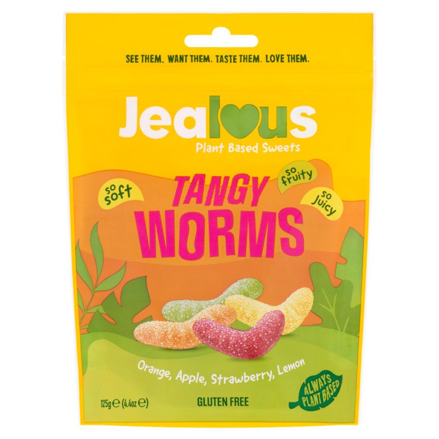 Jealous Sweets Tangy Worms Apple, Lemon, Strawberry & Orange