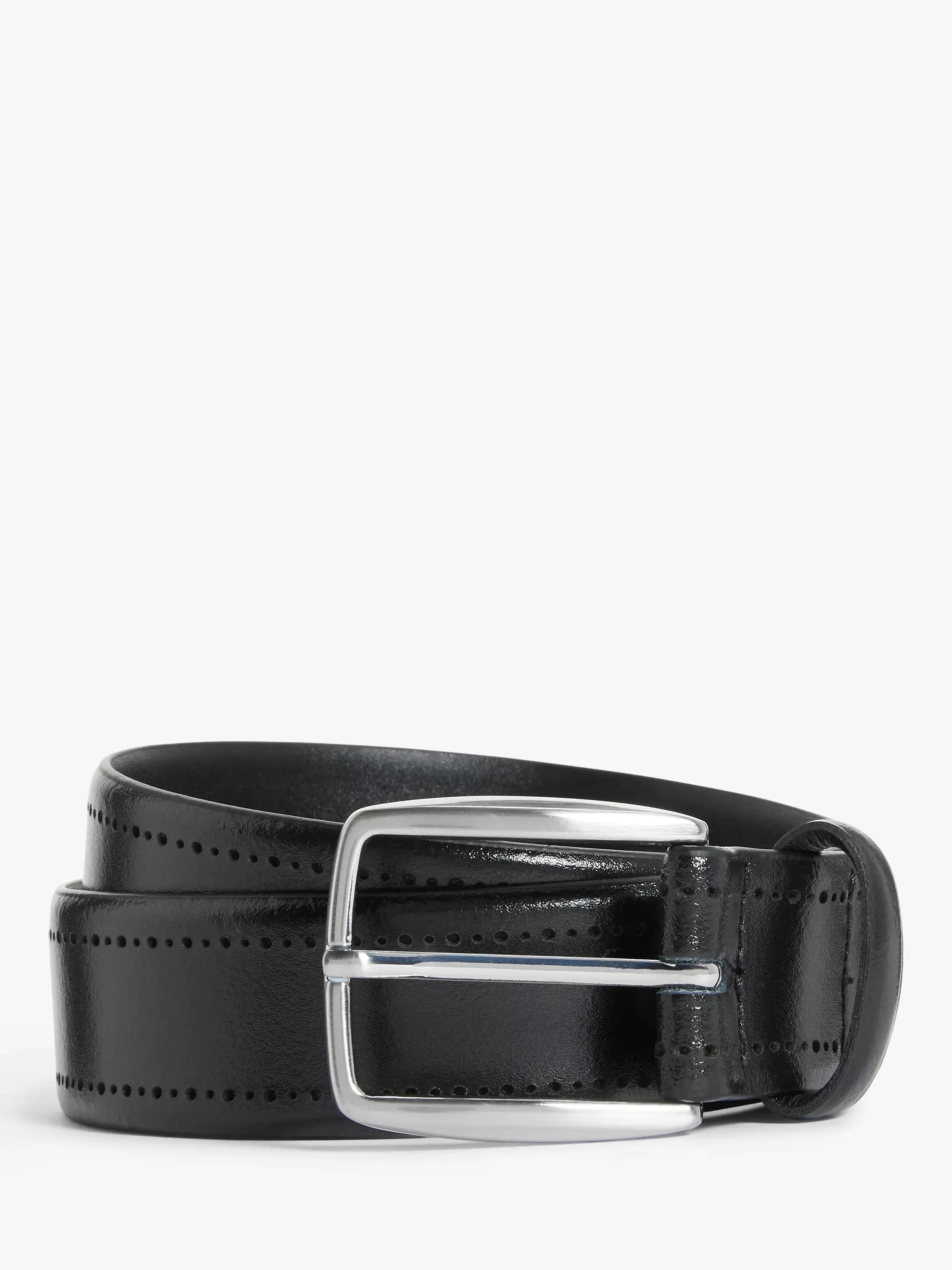 John Lewis Made in Italy 35mm Brogue Detail Leather Belt - McGrocer