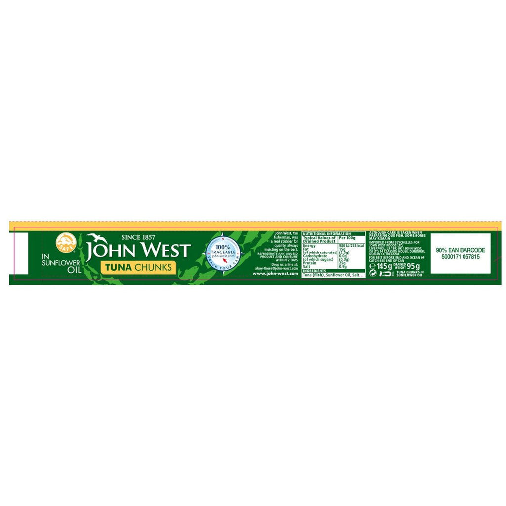 John West Tuna Chunks in Sunflower Oil, 12 x 145g