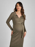 JOJO MAMAN B&amp;Eacute;B&amp;Eacute; Collared Maternity Ribbed Knitted Dress S