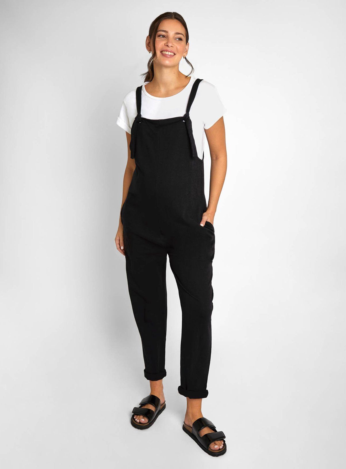JOJO MAMAN B&amp;Eacute;B&amp;Eacute; Jersey Maternity Dungarees L