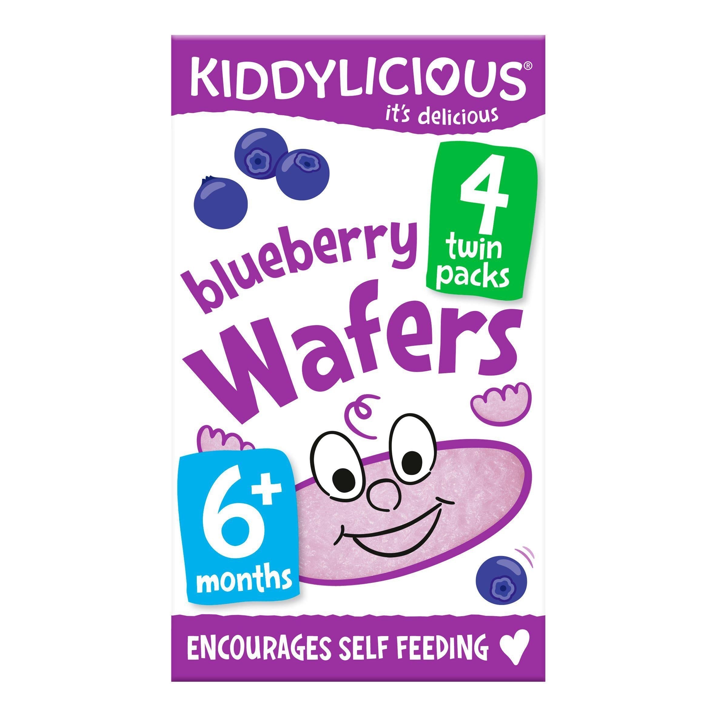 Kiddylicious Blueberry Mini Wafers Baby Snacks 4x4g