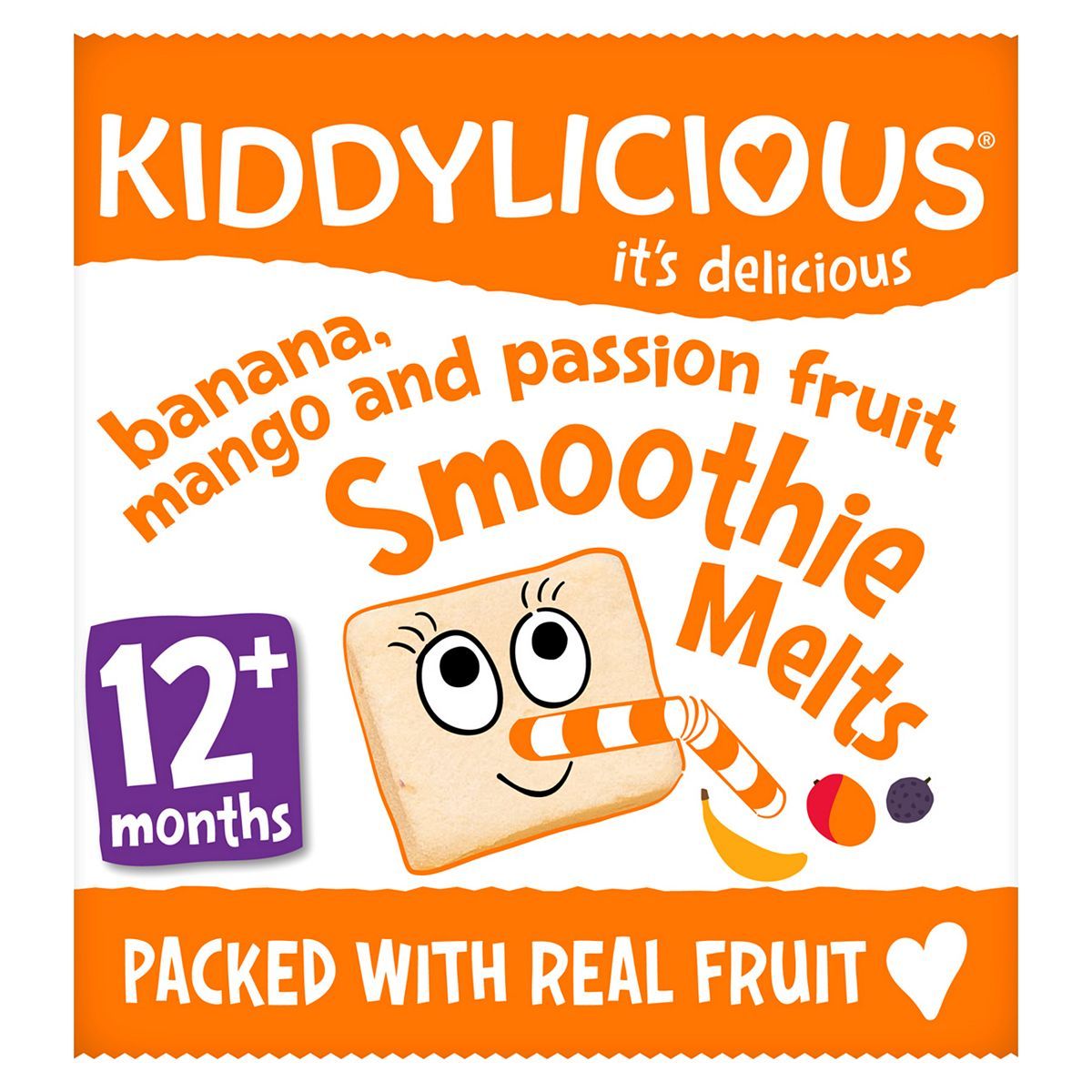 Kiddylicious Smoothie Melts, banana, mango &amp;amp; passion fruit, infant snack, 12months+, 6g