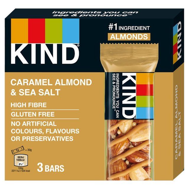 KIND Caramel Almond &amp;amp; Sea Salt Snack Bars Multipack   3 x 30g