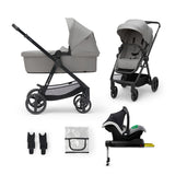 Kinderkraft Newly 4in1 Travel System (MINK PRO R129 Car Seat + ISOFIX Base) - Grey