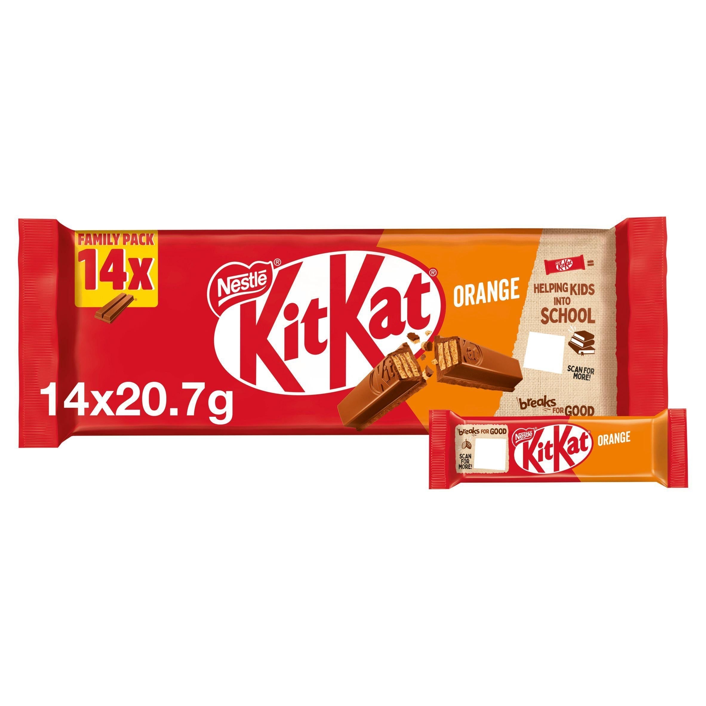 KitKat 2 Finger Orange Chocolate Biscuit Bar Multipack x14 289.8g