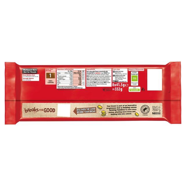 KitKat 4 Finger Milk Chocolate Bar   8 x 41.5g