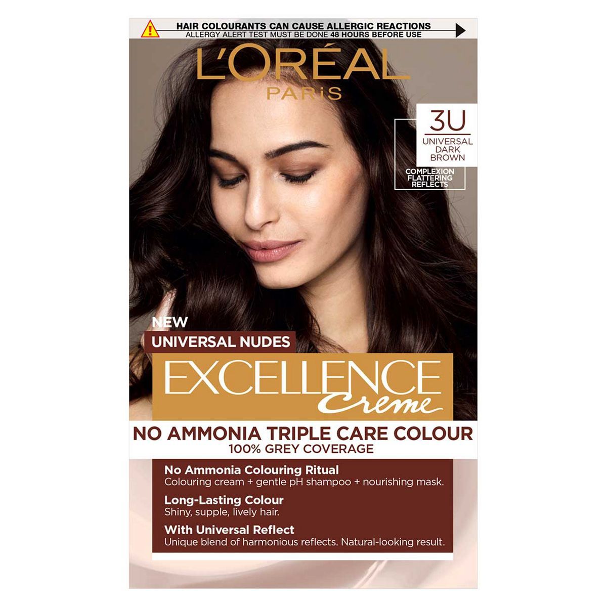 L&amp;rsquo;Or&amp;eacute;al Paris Excellence Cr&amp;egrave;me Universal Nudes Ammonia Free Permanent Hair Dye, 3U Universal Dark Brown