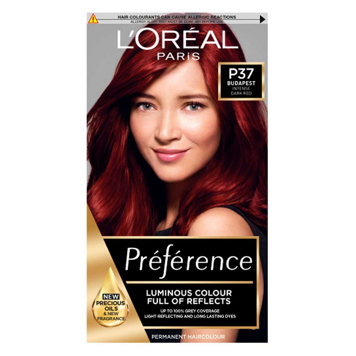 L&amp;rsquo;Or&amp;eacute;al Paris Preference Permanent Hair Dye, Luminous Colour, Intense Dark Red P37