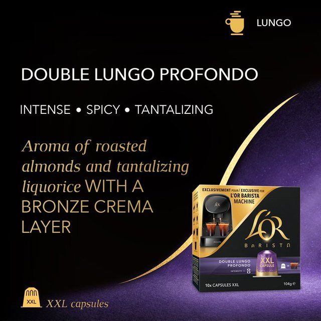 L'OR BARISTA Extra Long XXL Coffee Pods Intensity 8   10 per pack