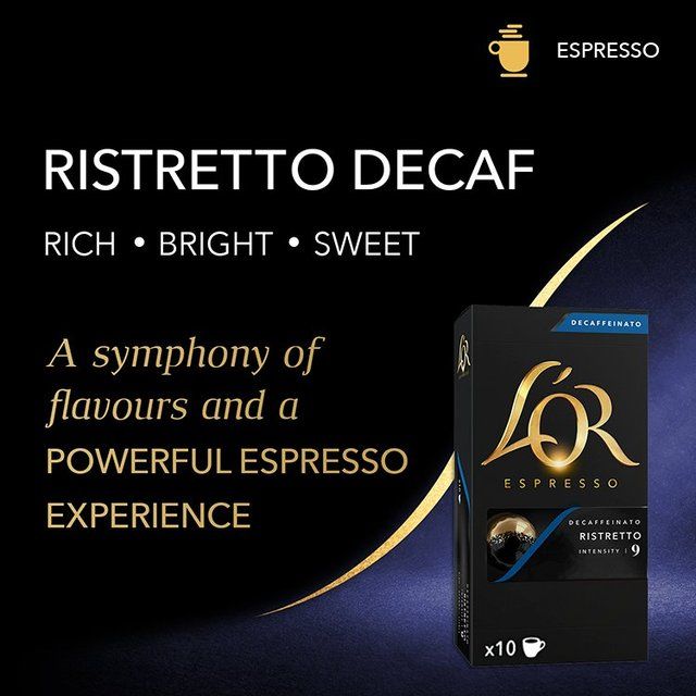 L'OR Ristretto Decaf Coffee Pods x10 Intensity 9   10 per pack