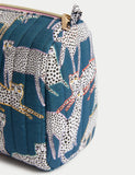 Large Quilted Cheetah Cosmetic Bag